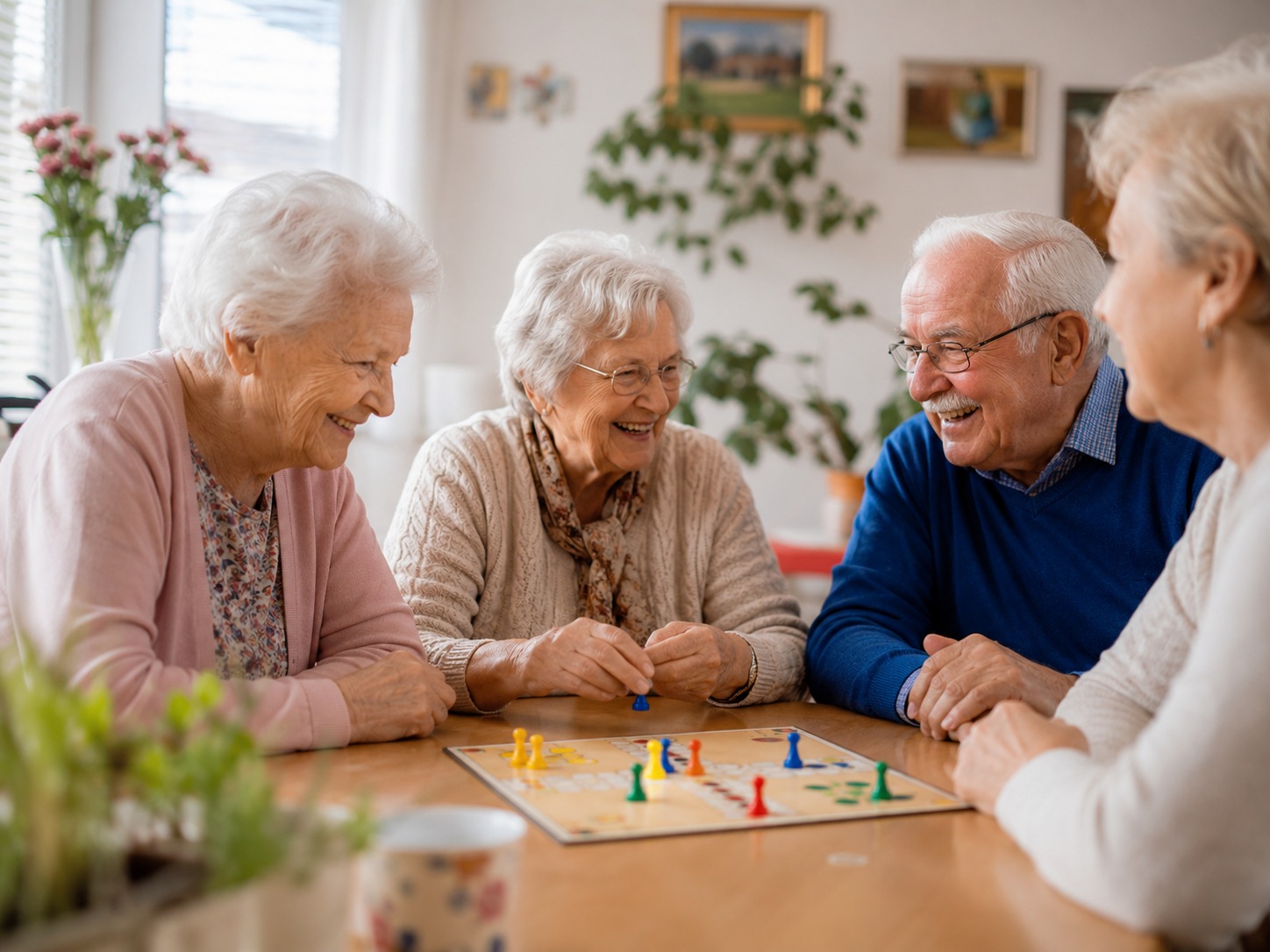 Seniorzy podczas wspólnych gier i spotkań